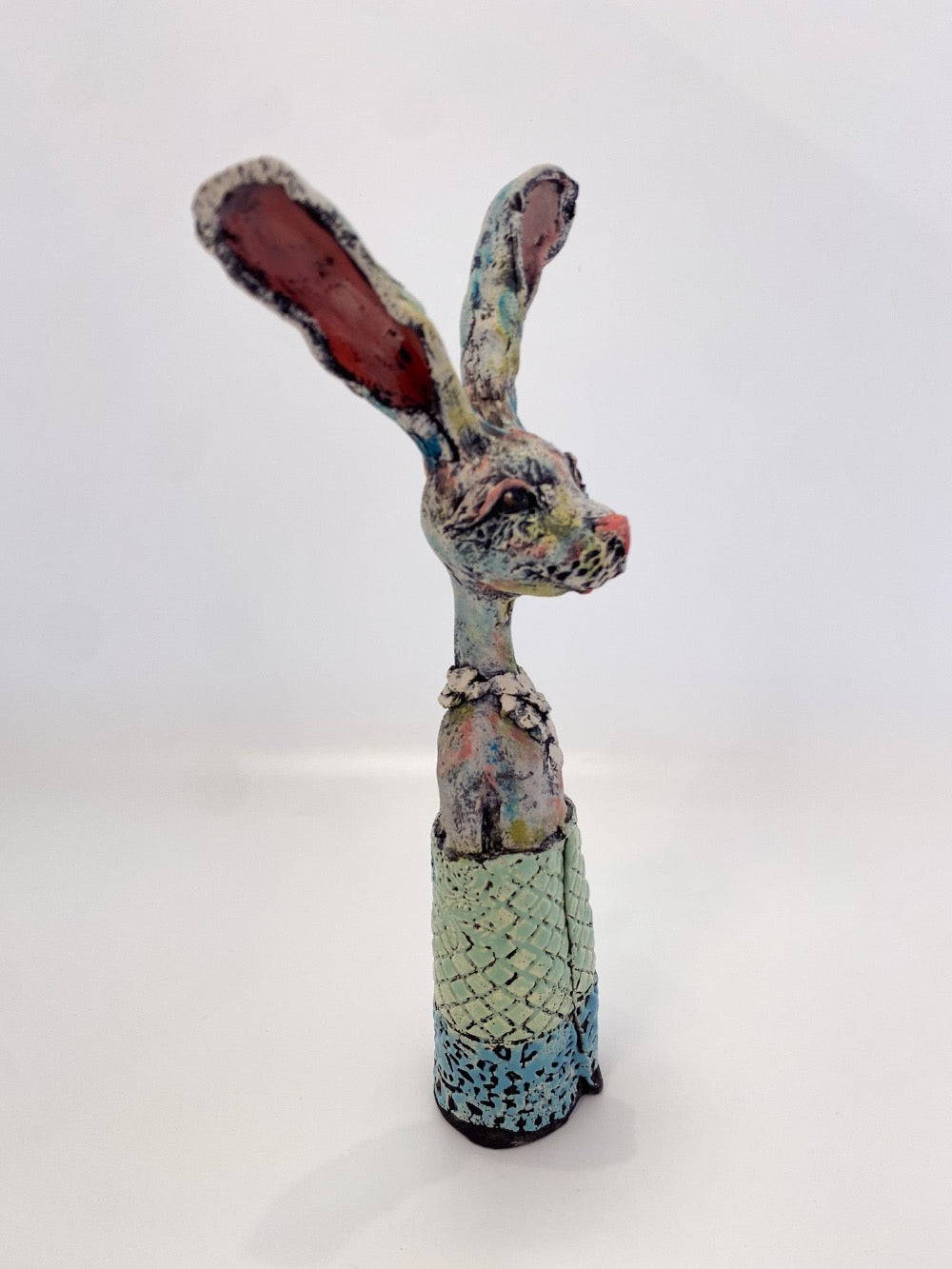 Bunny with Blue and Green Blanket