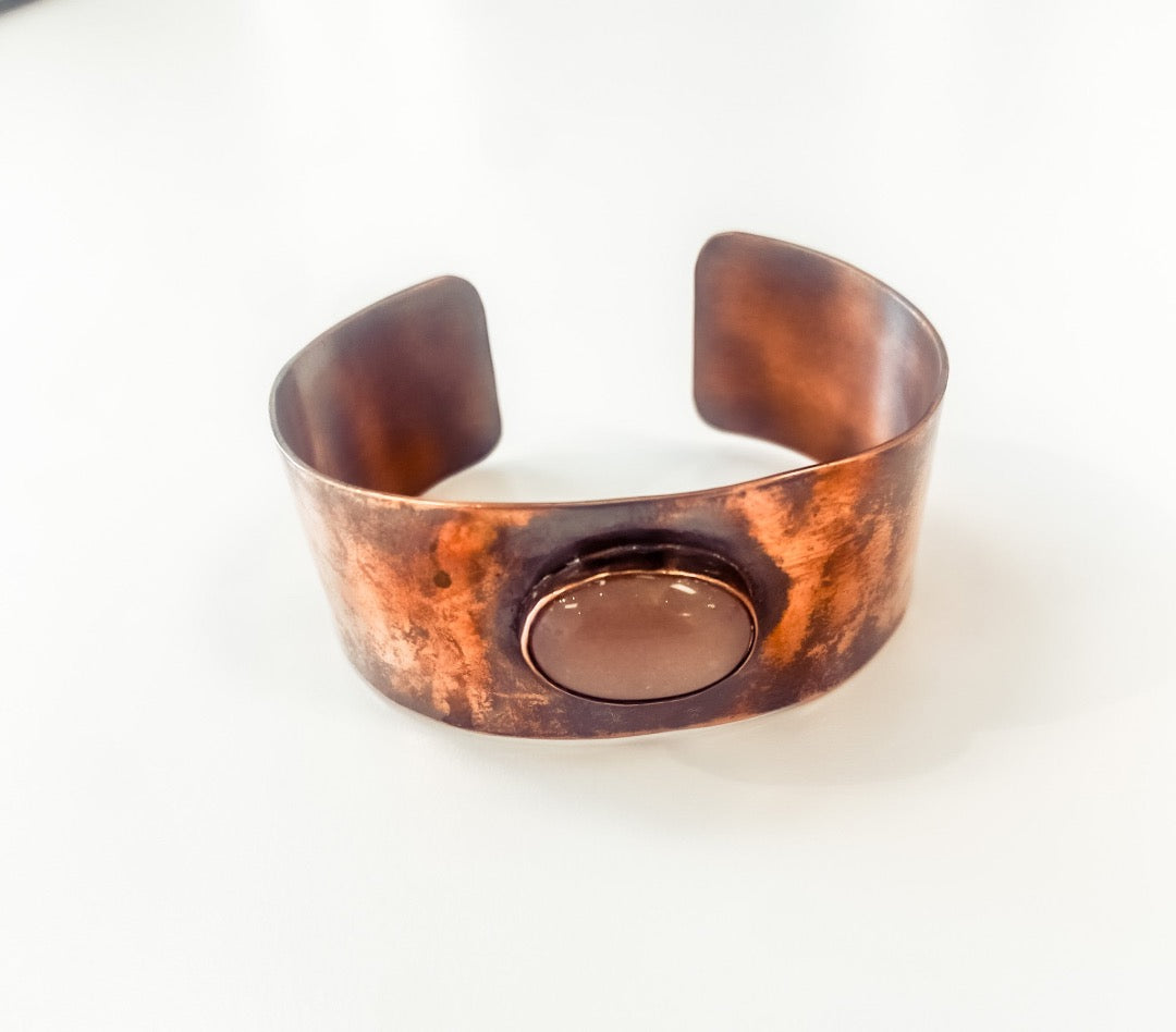 Peach Moonstone Copper Cuff