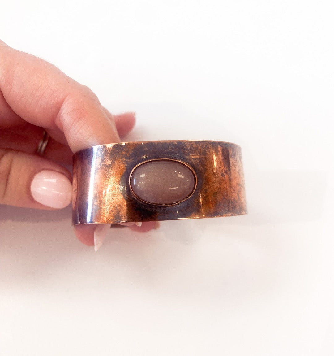 Peach Moonstone Copper Cuff
