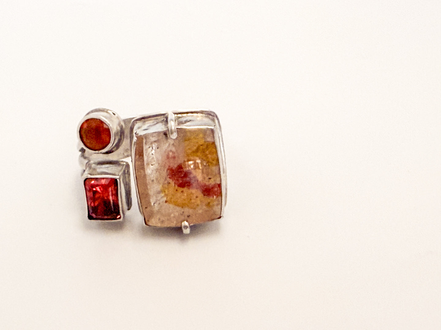 Quartz and Fire Opal Ring