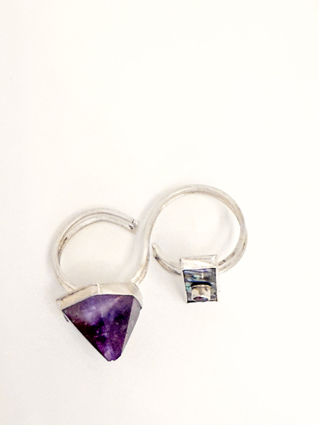Amethyst and Abalone Double Ring