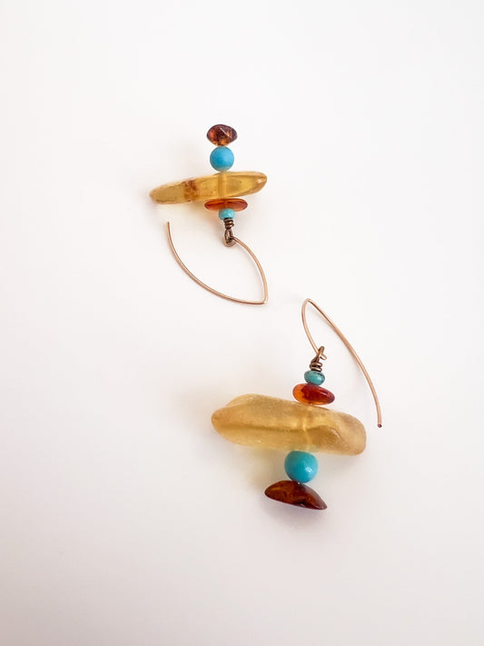 Amber and Turquoise Earrings