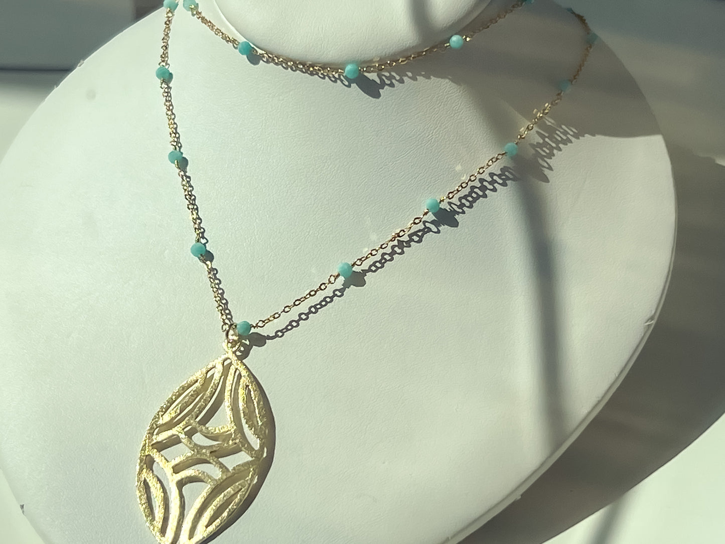 Amazonite Brushed Marquis Necklace