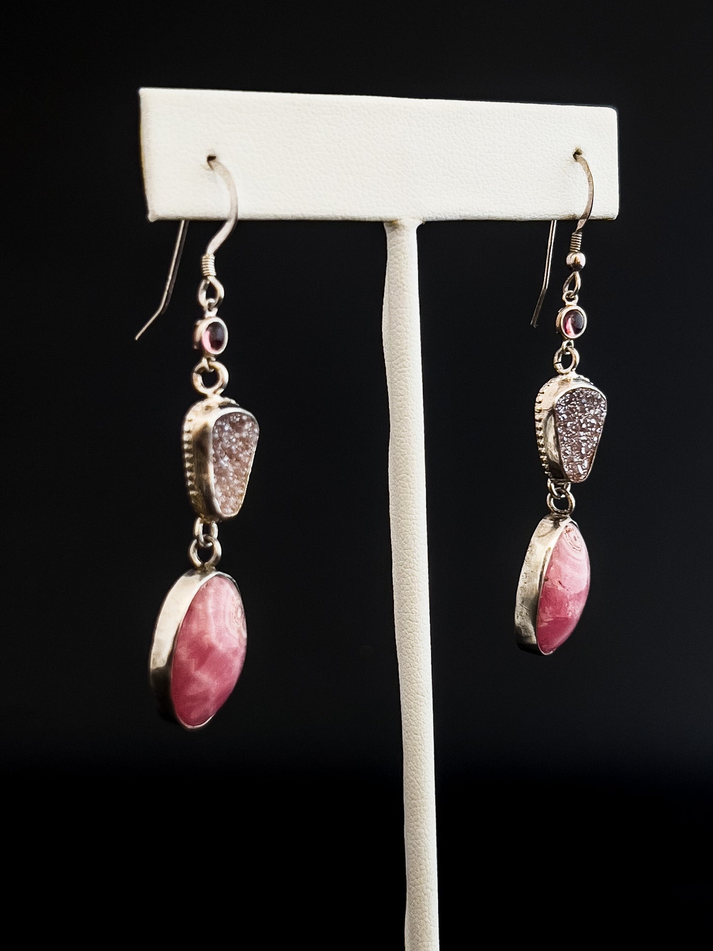 Druzy and Rhodochrosite Earrings