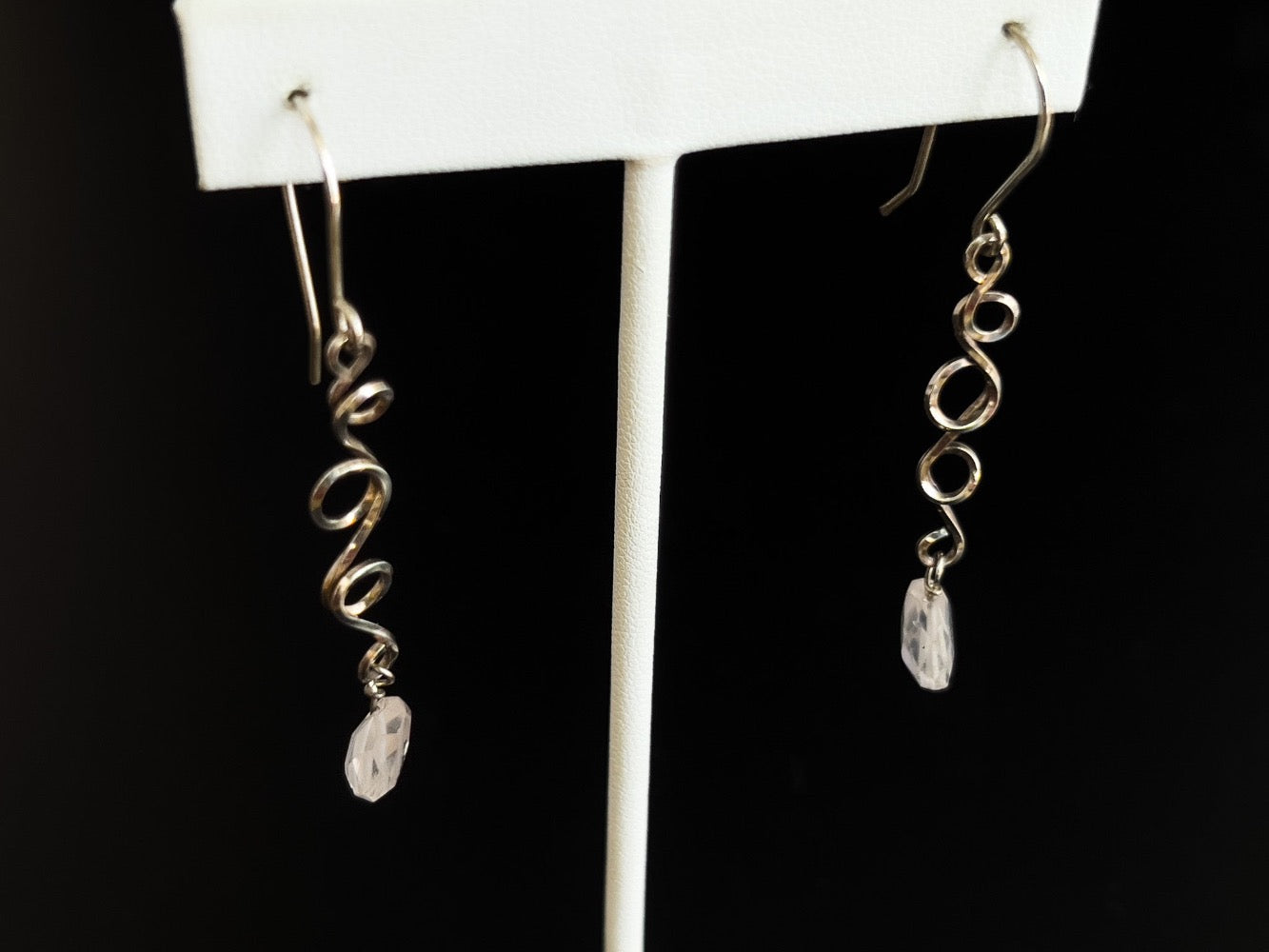 Rose Quartz Sterling Silver Vine Earrings