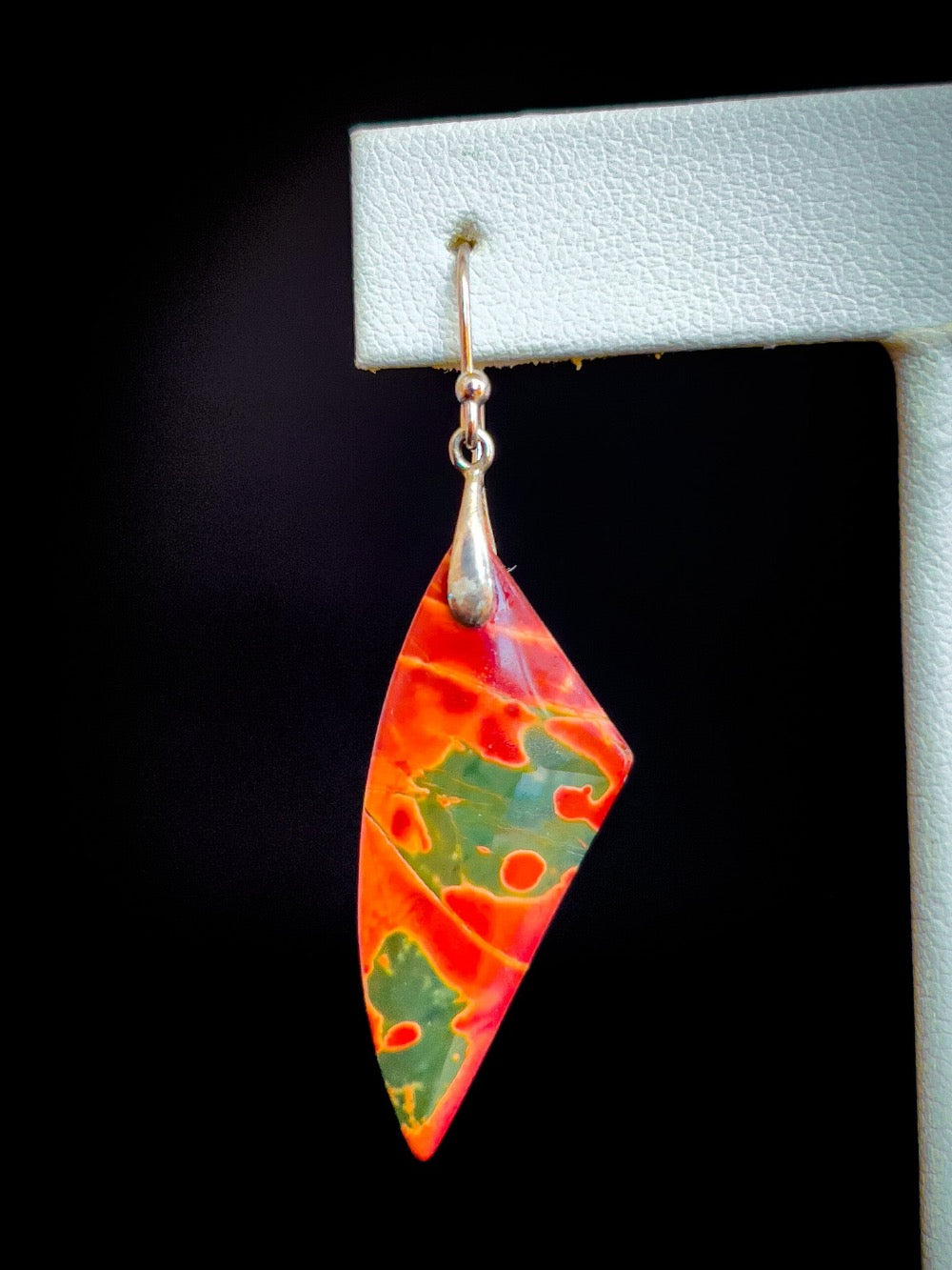 Red Jasper Cut Earring with Sterling