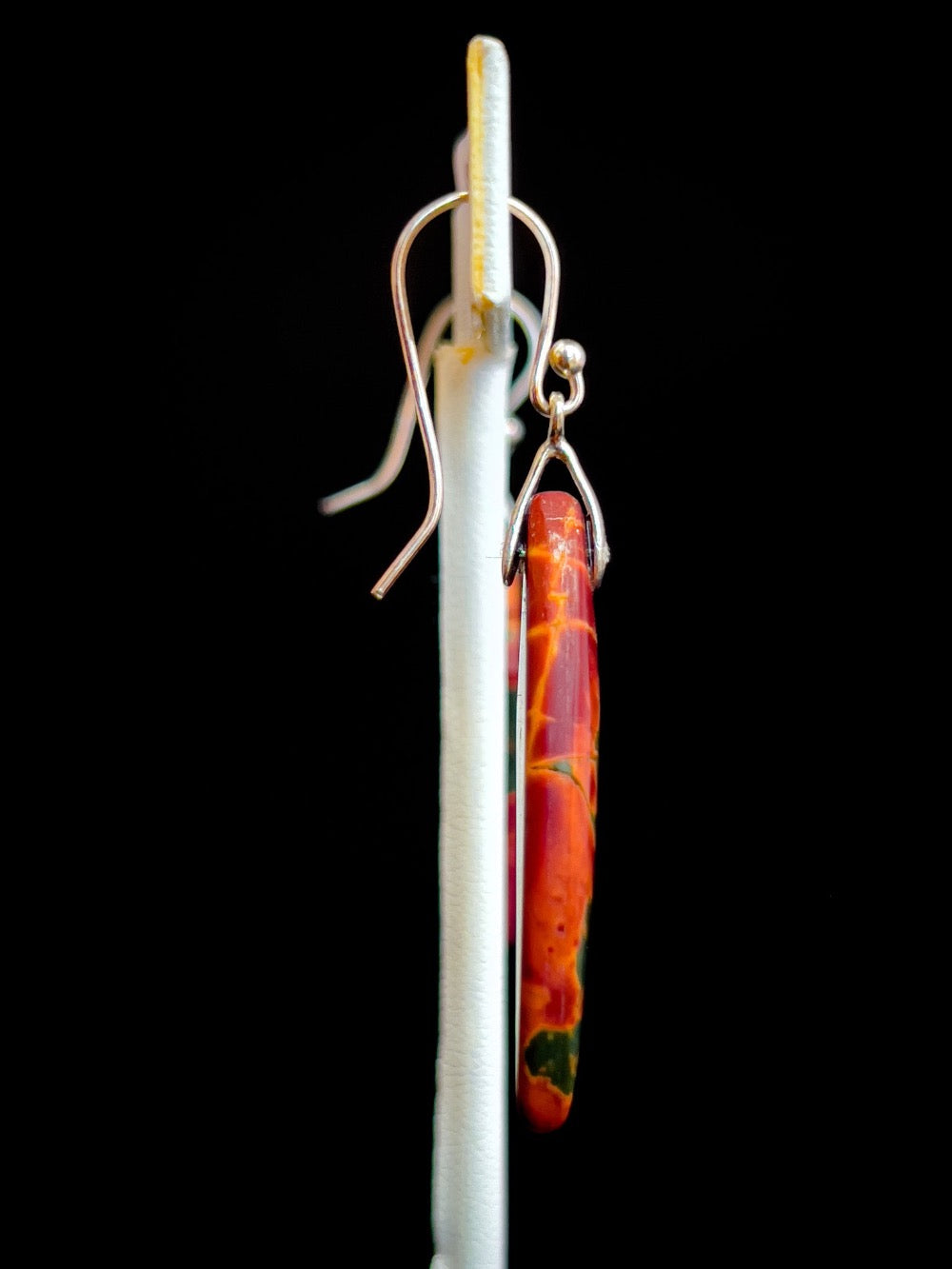 Red Jasper Cut Earring with Sterling