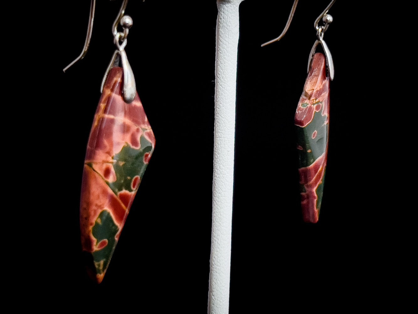 Red Jasper Cut Earring with Sterling