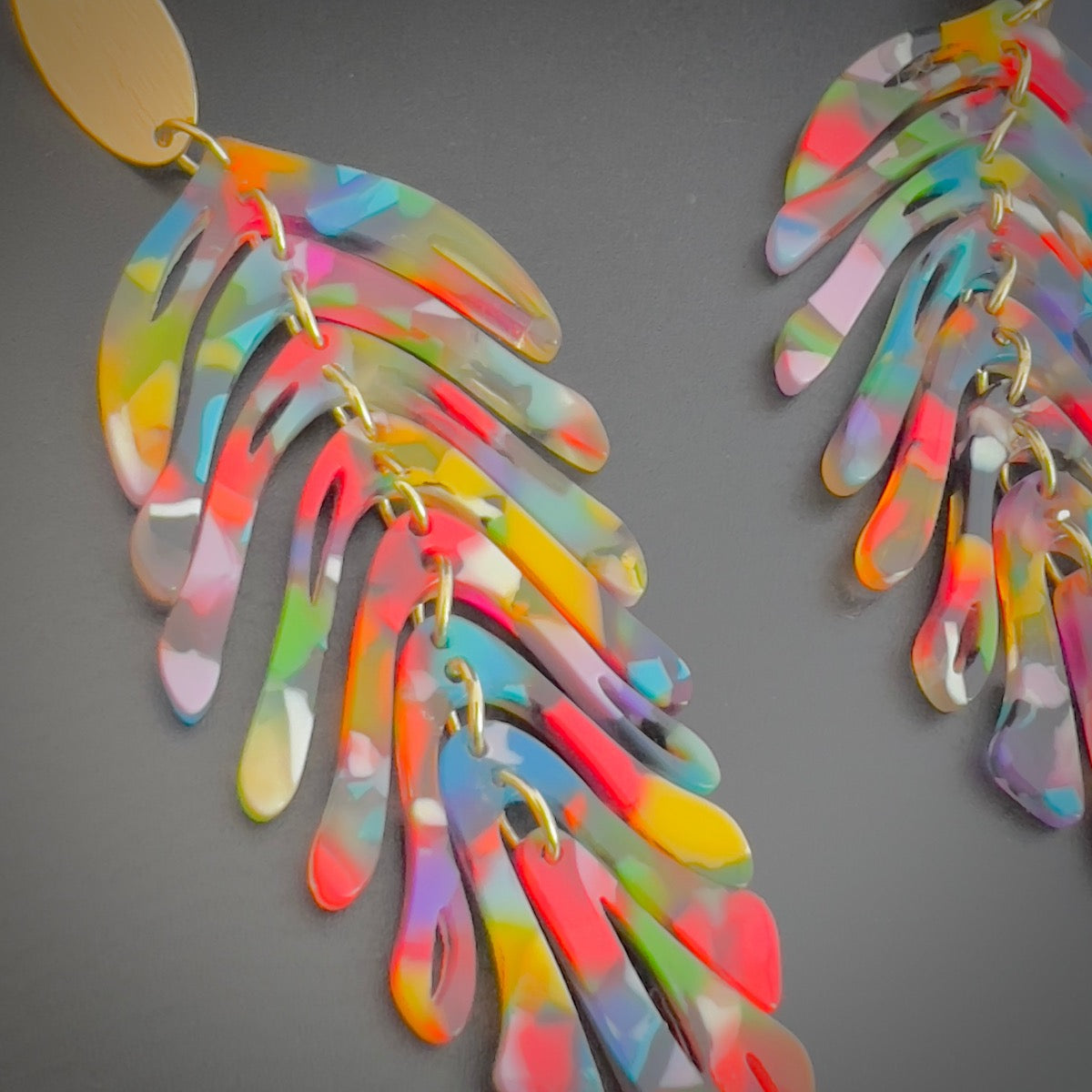 Rainbow Feather Earrings