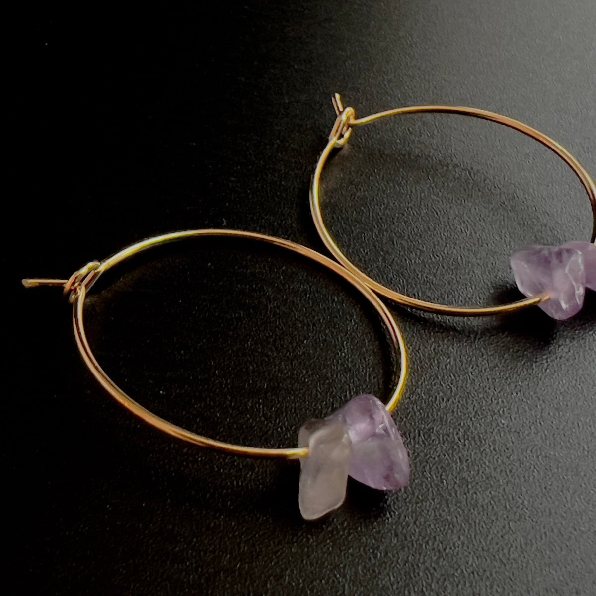 Small Hoop Amethyst Earrings