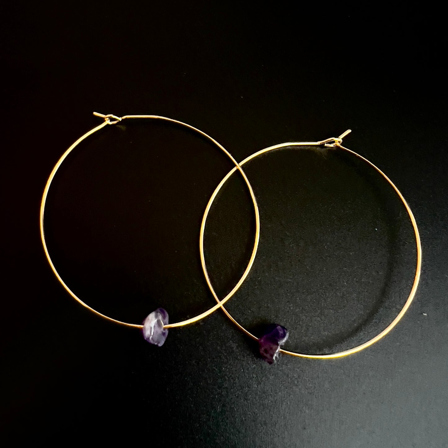 Large Hoop Amethyst Earrings