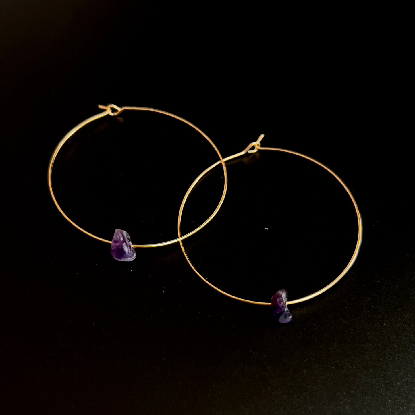 Large Hoop Amethyst Earrings