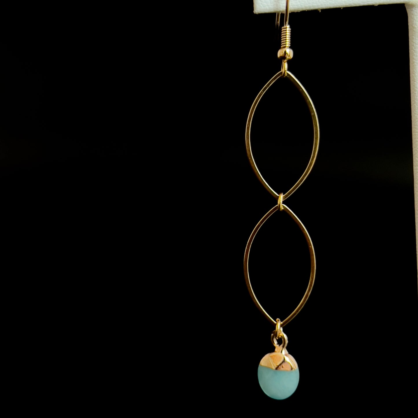 Aquamarine Blue Double Oval Earrings