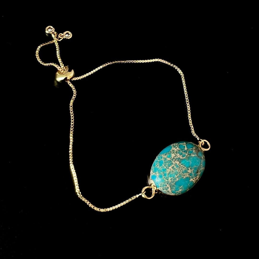 Turquoise Adjustable Gold Bracelet