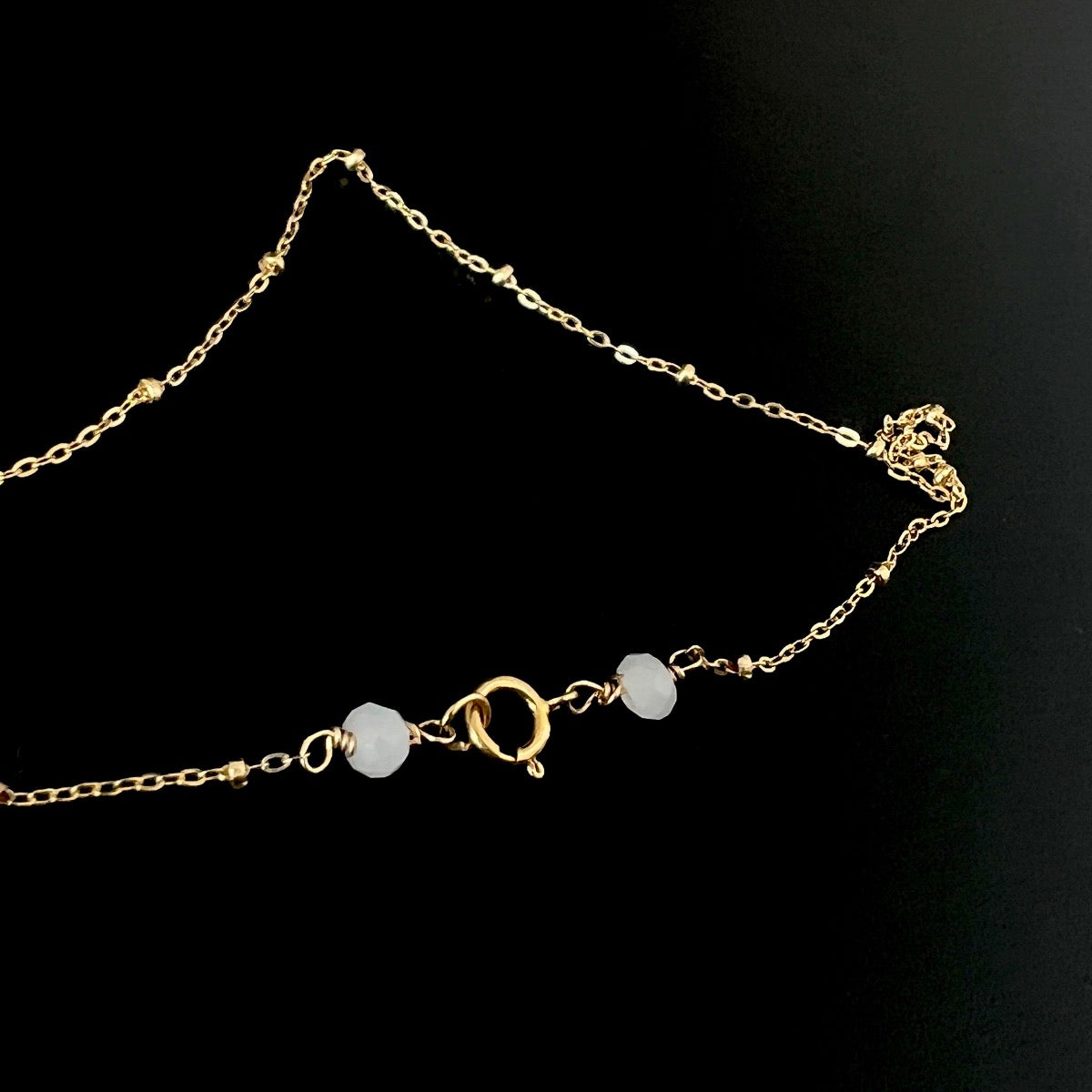 Pearl Crescent Moon Beaded Gold Chain Necklace
