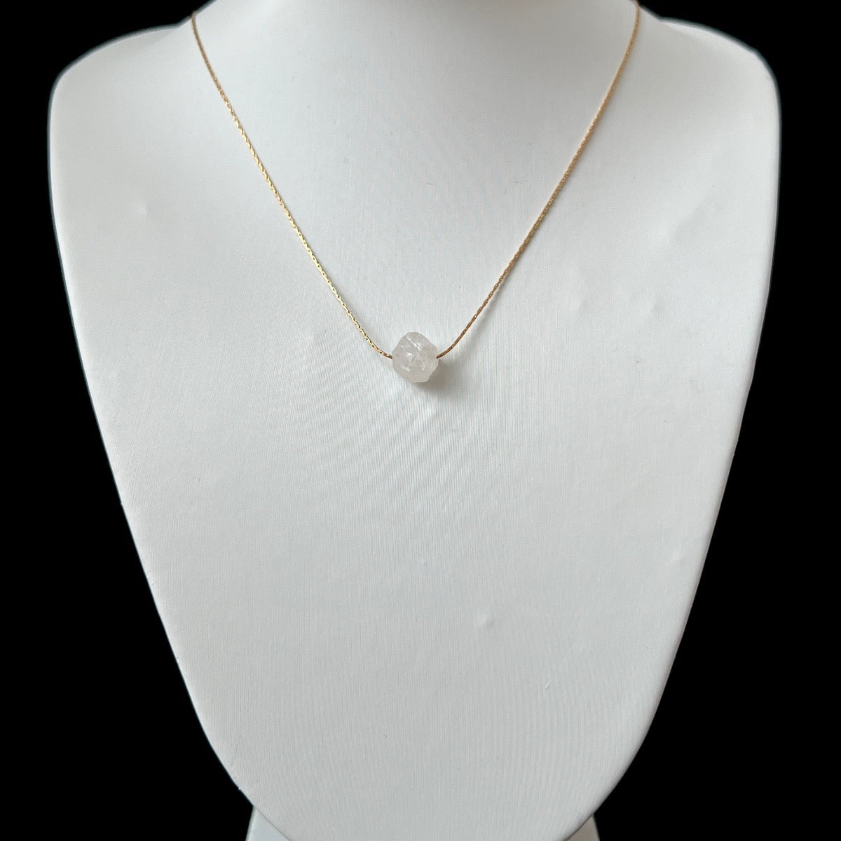 Clear Quartz Crystal Gold Chain Necklace