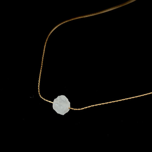 Clear Quartz Crystal Gold Chain Necklace