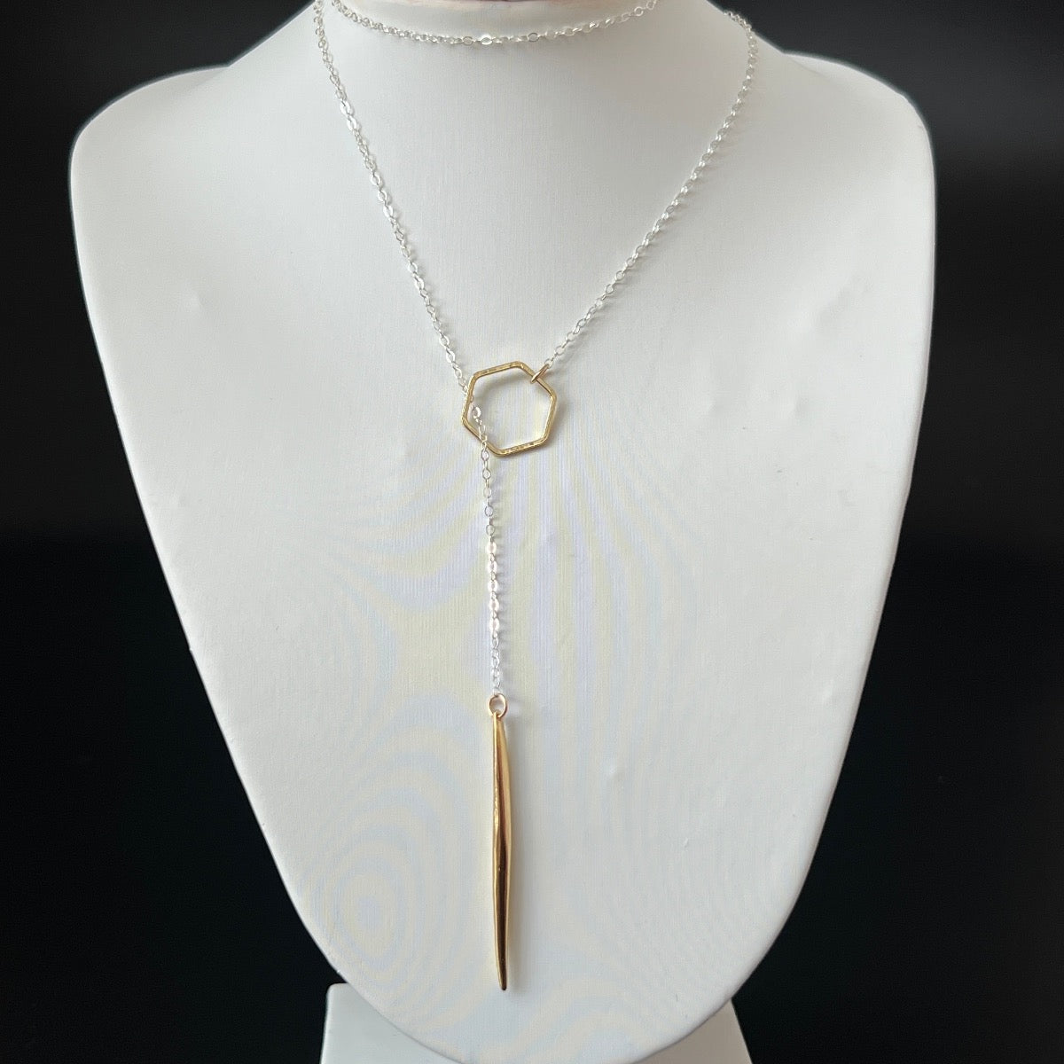 Silver and Gold Hexagon Necklace