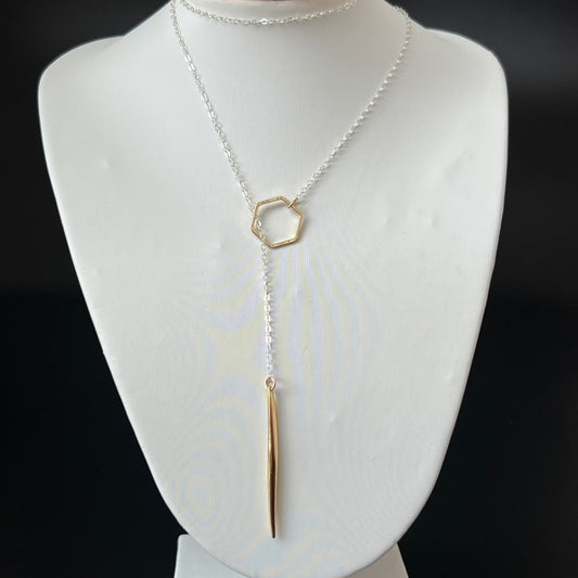 Silver and Gold Hexagon Necklace
