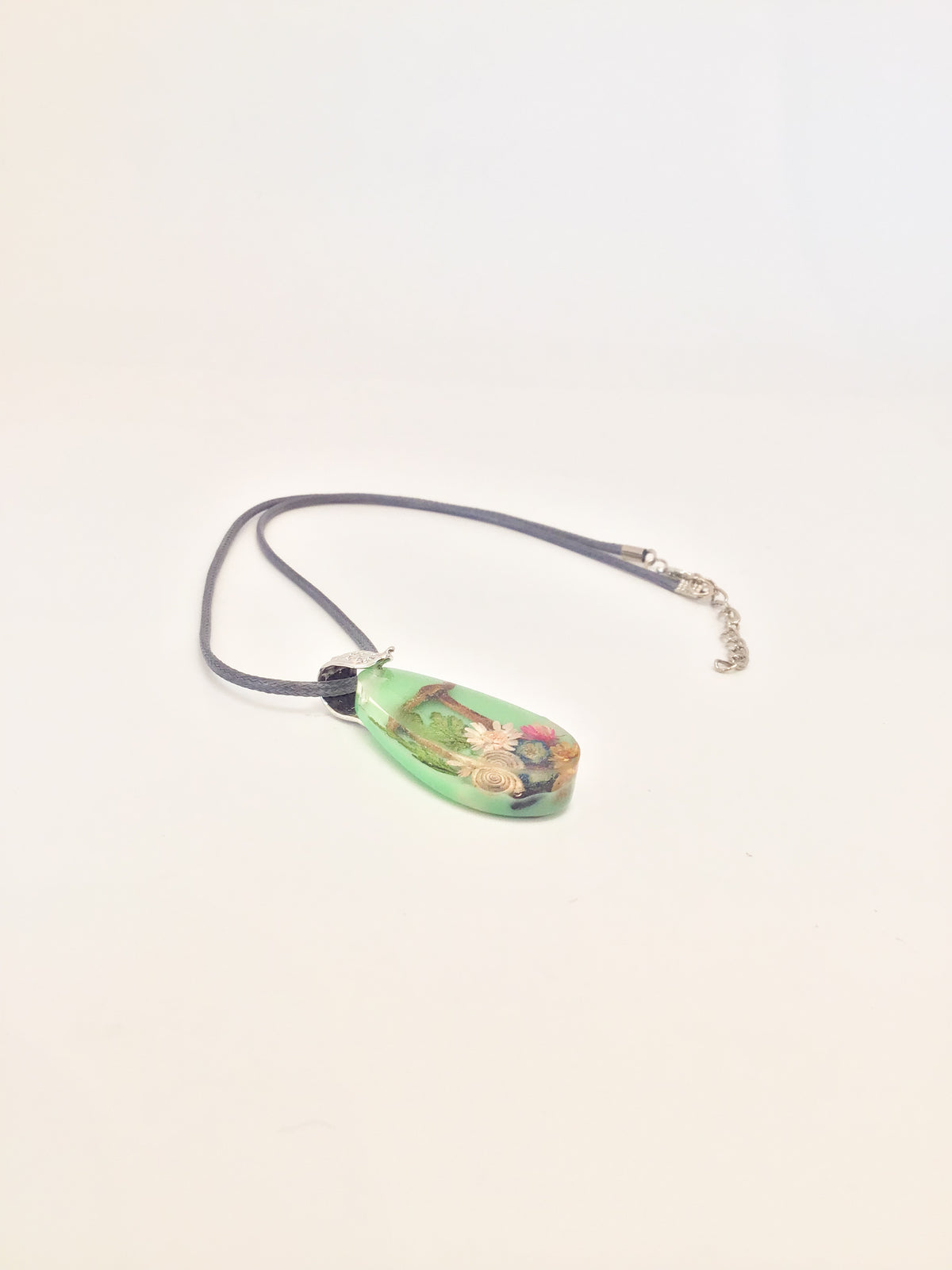 Green Mushroom Resin Necklace