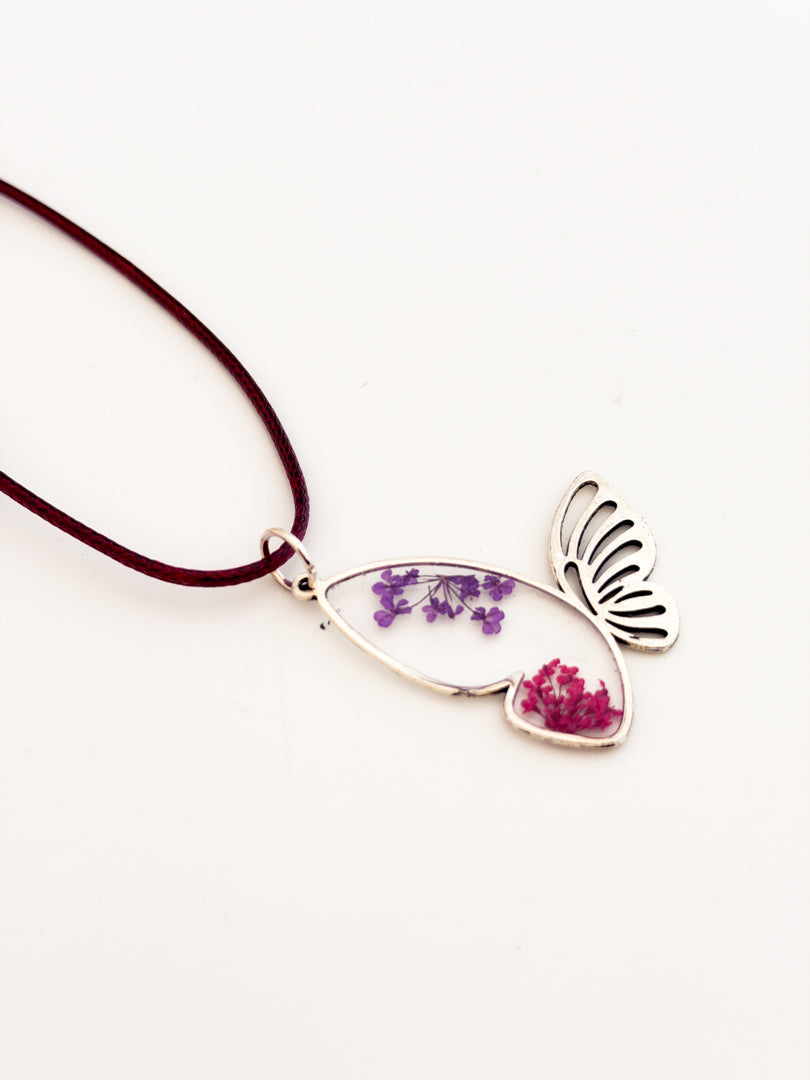 Butterfly Floral Resin Necklace