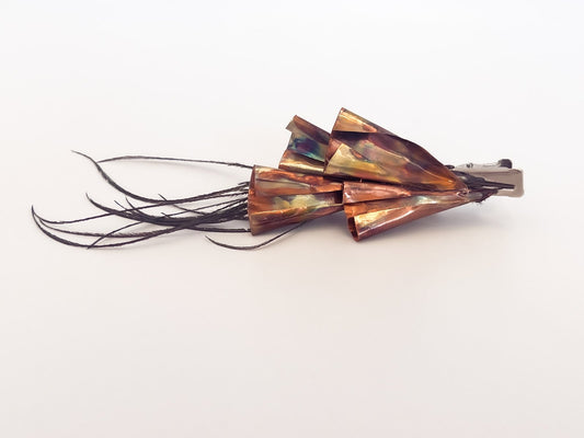 Fire Painted Copper Hair Clip