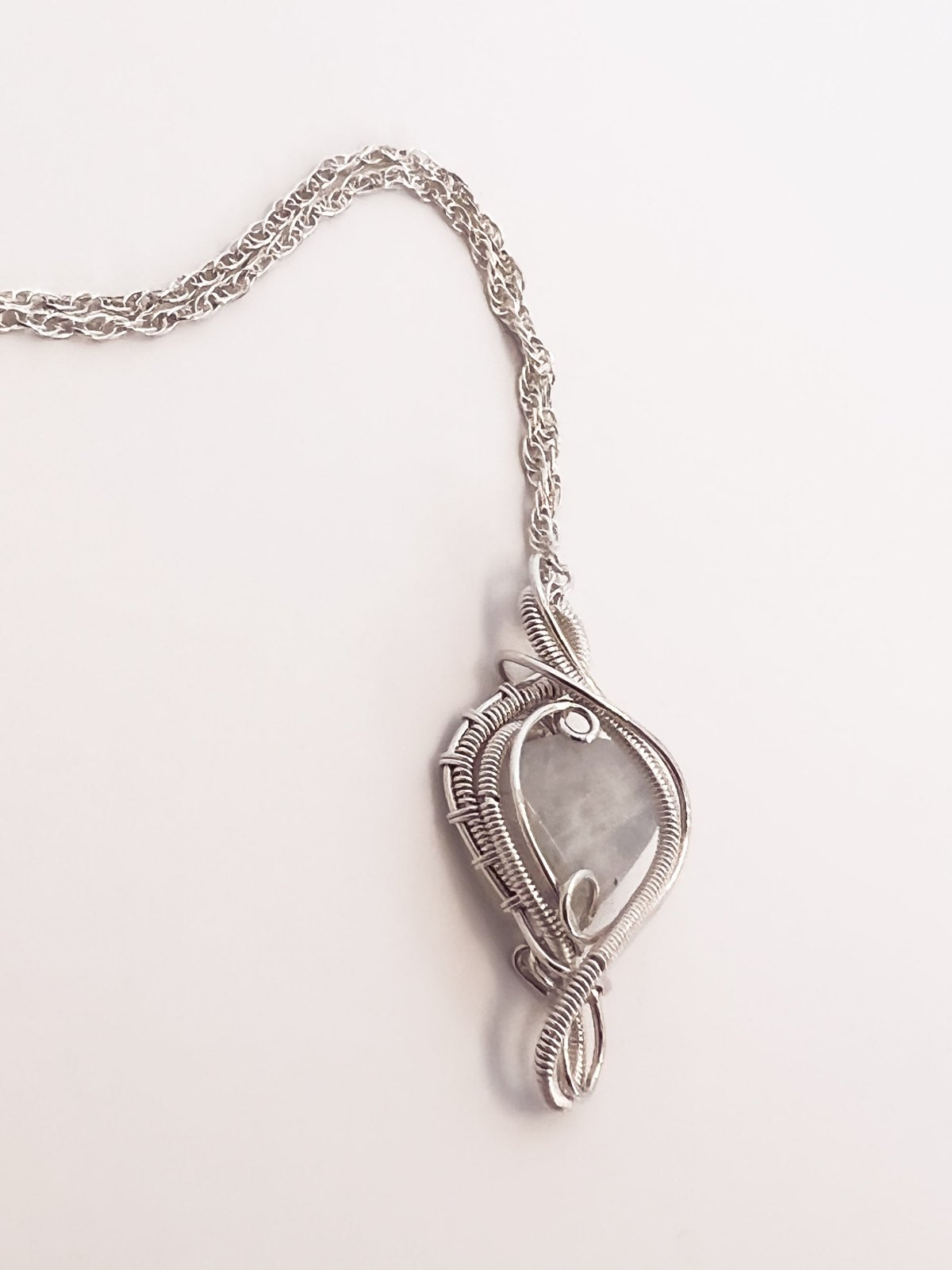 Rainbow Moonstone Silver Necklace