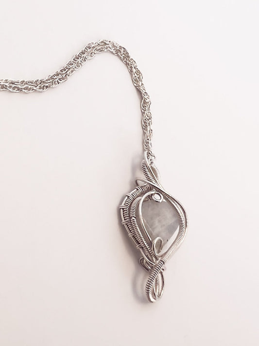 Rainbow Moonstone Silver Necklace