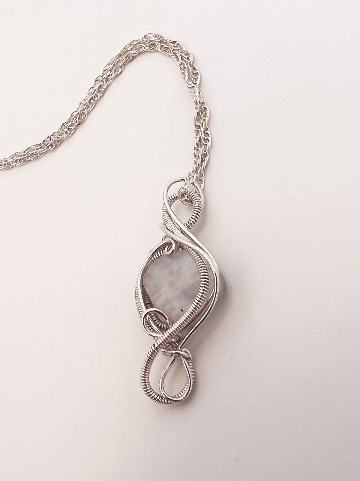 Rainbow Moonstone Silver Necklace