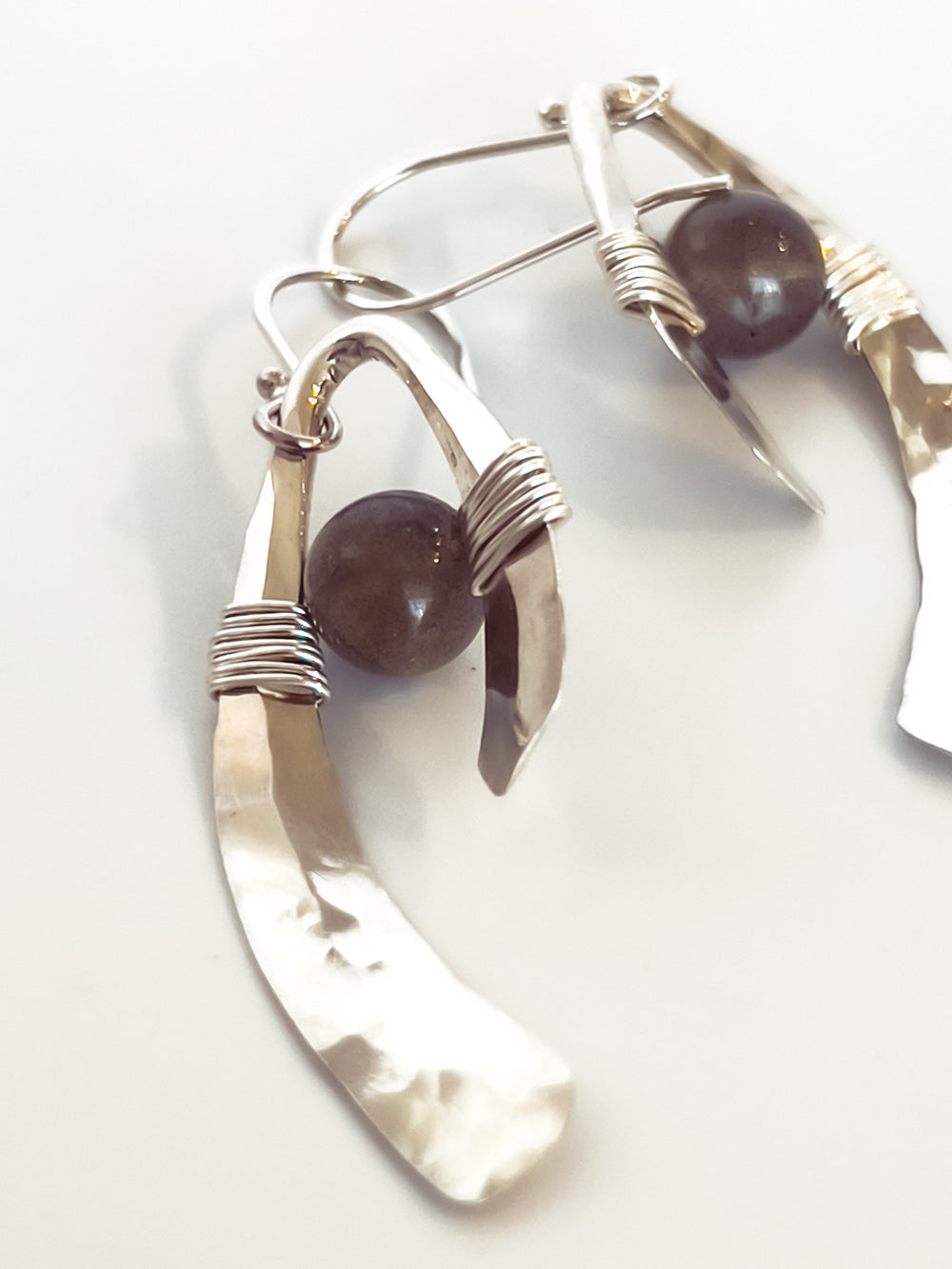Labradorite Wishbone Earrings
