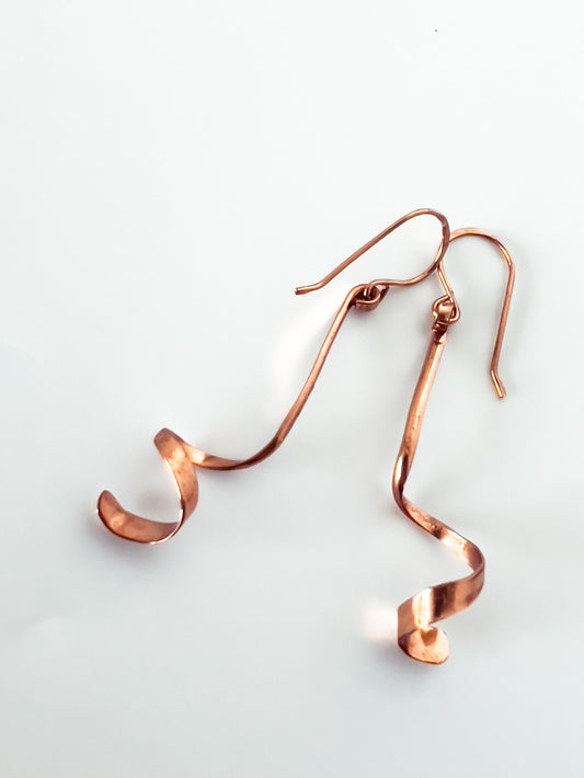 Lacquered Hammered Copper Coiled Earrings