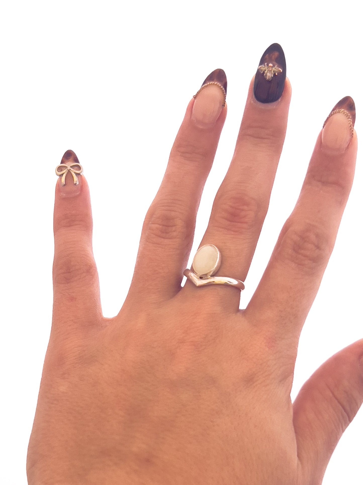 Rainbow Moonstone Marquis Ring