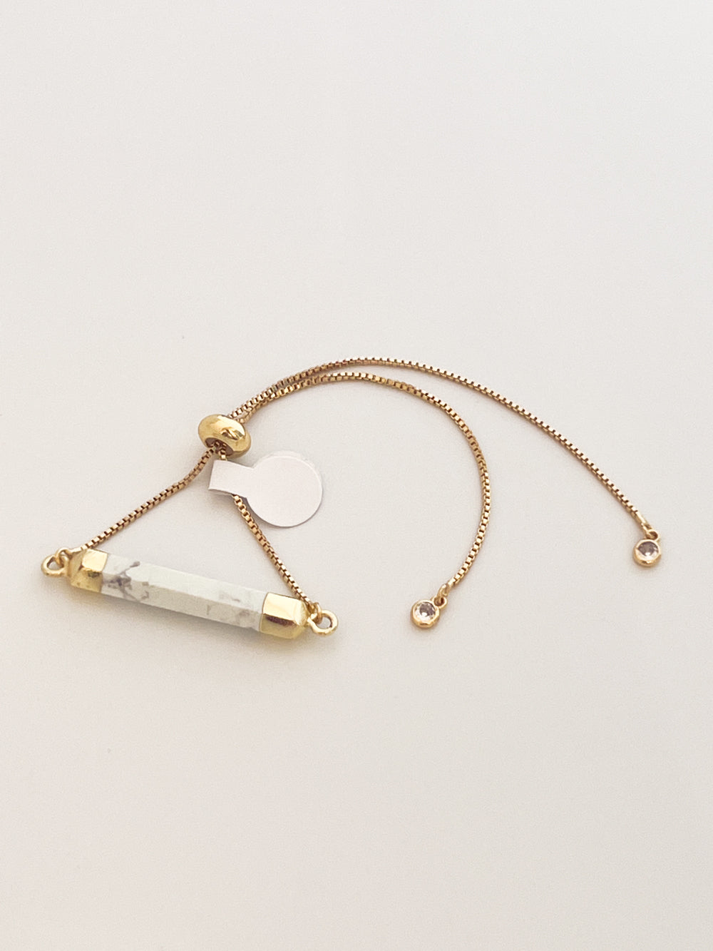 Black and White Howlite Crystal Adjustable Gold Chained Bracelet
