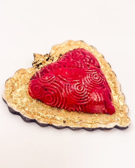 Red Heart with Gold Leaf