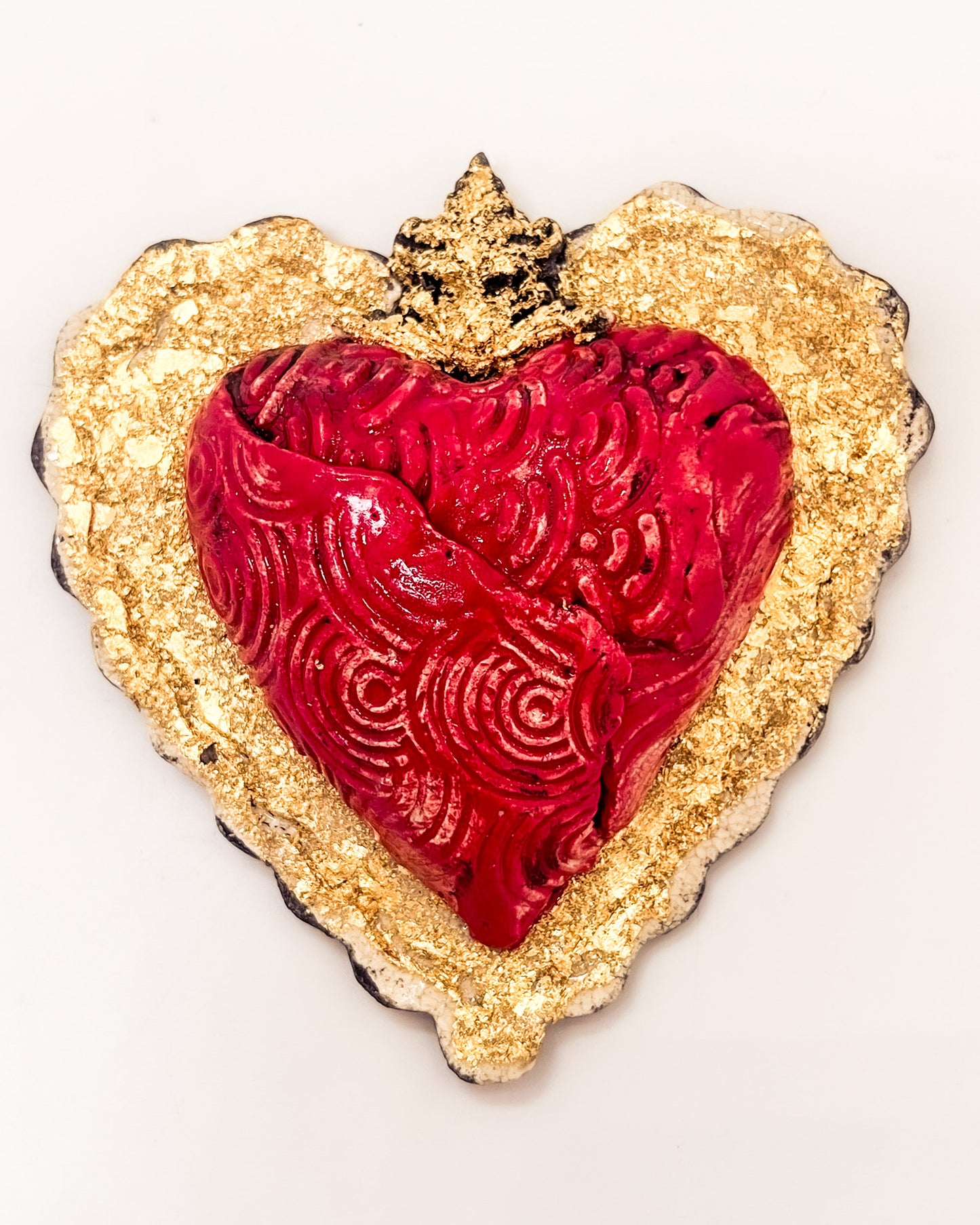 Red Heart with Gold Leaf