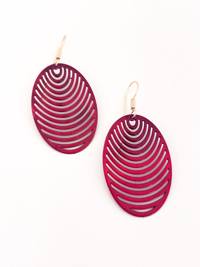 Red Oval Earrings