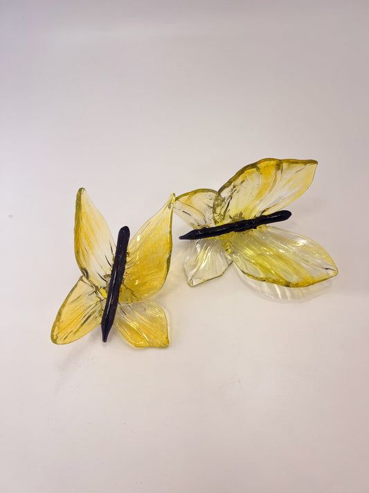 Yellow Glass Blown Wall Butterfly