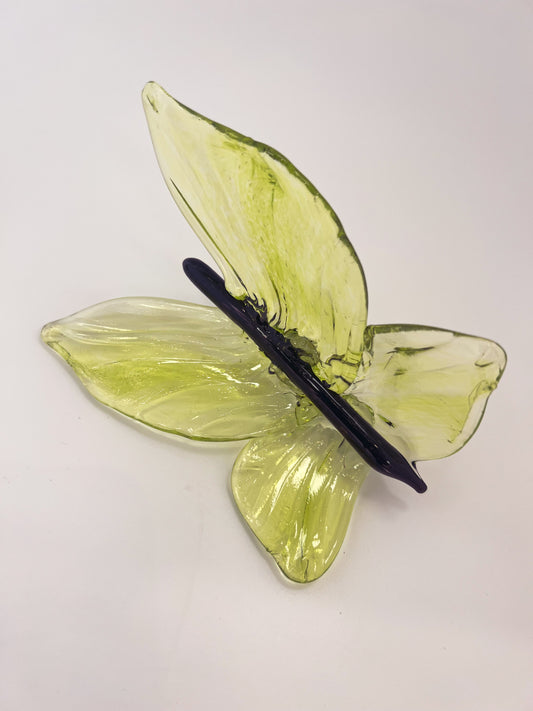 Lime Green Glass Blown Wall Butterfly