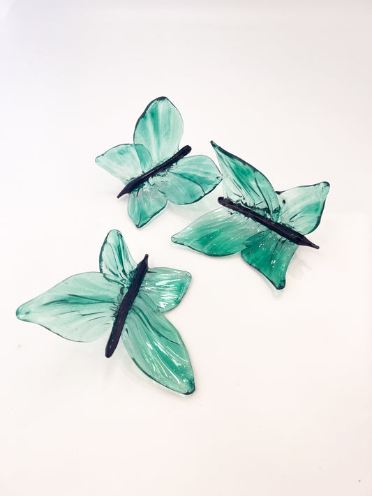 Teal Green Glass Blown Wall Butterfly