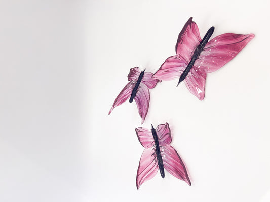 Pink Glass Blown Wall Butterfly