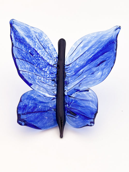 Blue Glass Blown Wall Butterfly