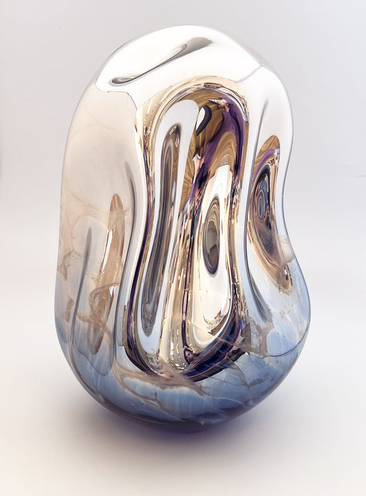 Blue and White Metallic Glass Rugosa