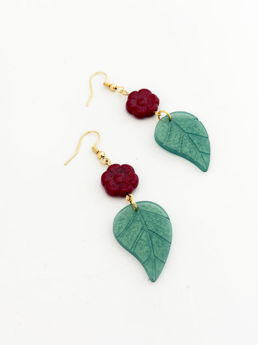 Leaf and Flower Earrings