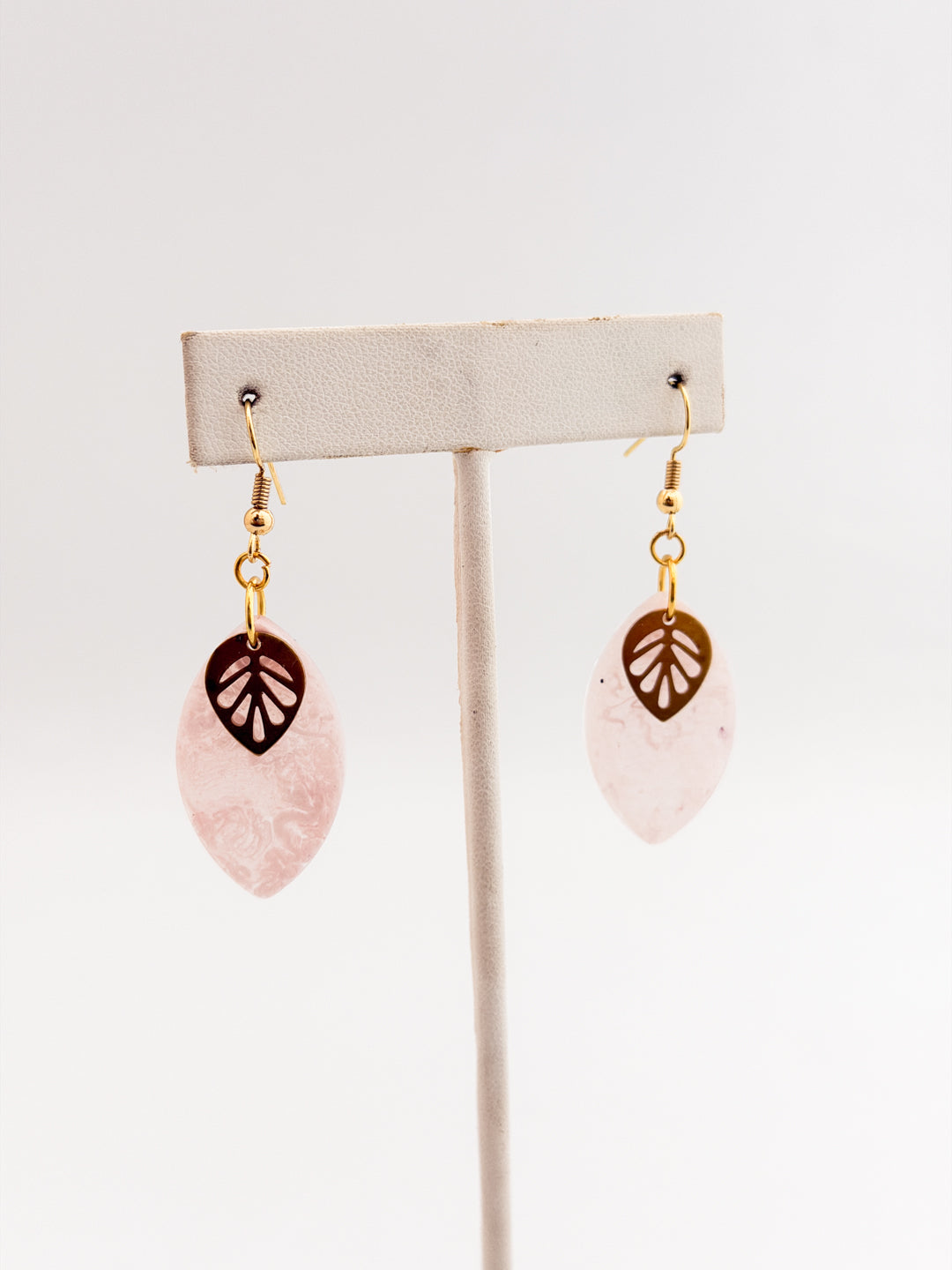 Dusty Pink Leaf Earrings