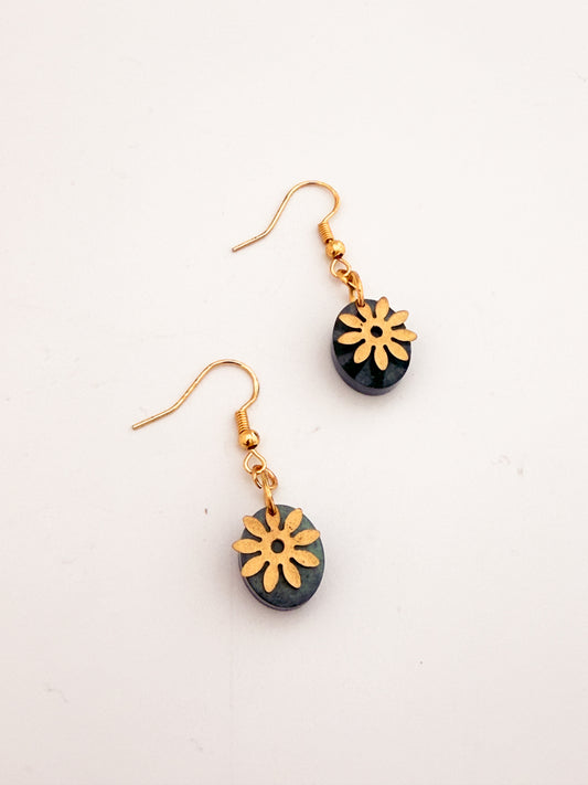Green Flower Earrings