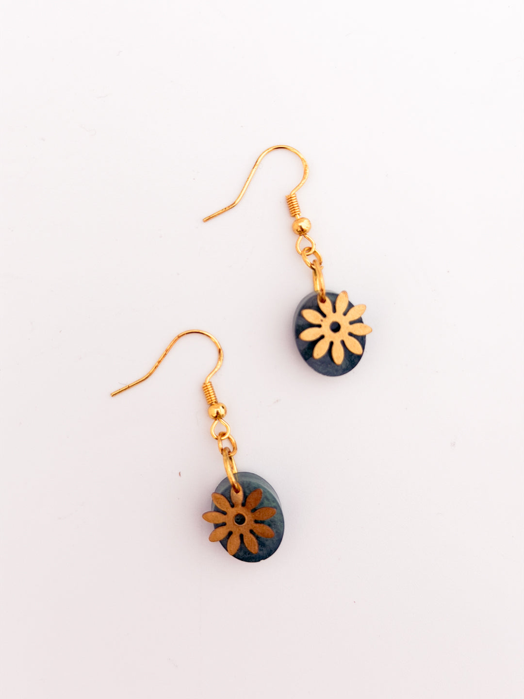 Green Flower Earrings