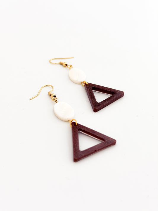 Garnet Triangle Earrings