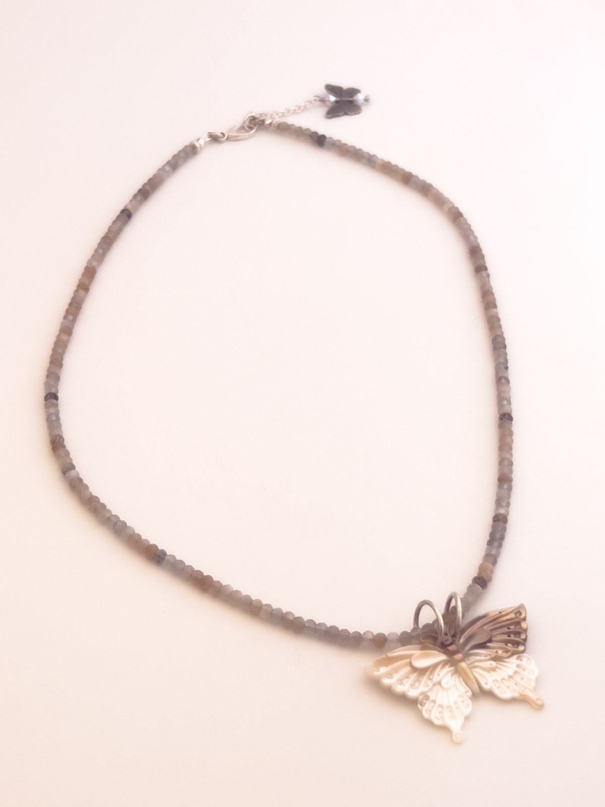 Carved Mother of Pearl Butterfly Necklace