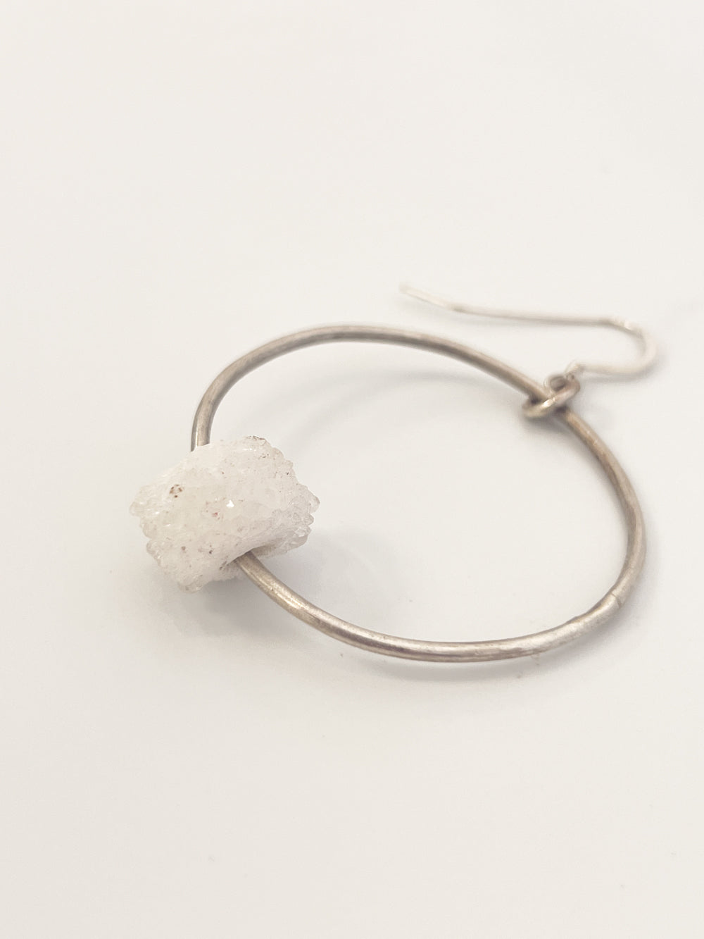 Clear Quartz Crystal Sterling Silver Hoops