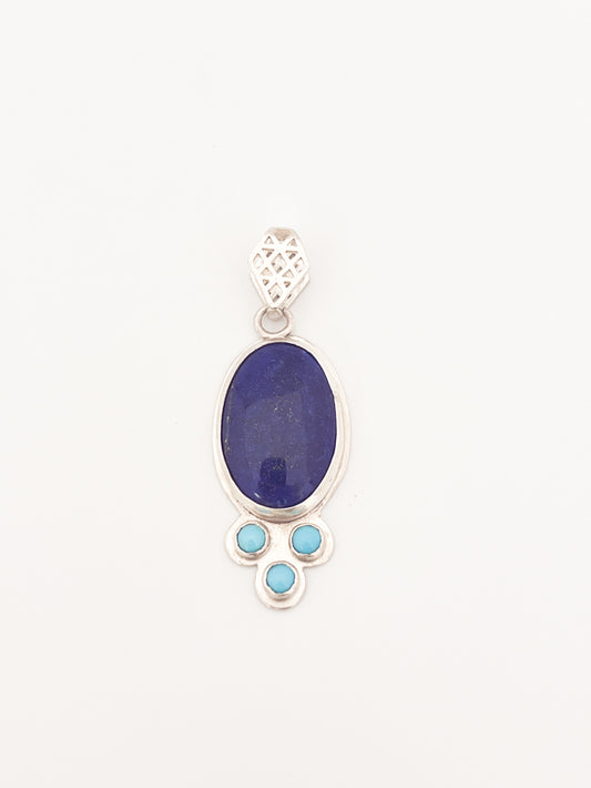 Oval Lapis and Turquoise Necklace